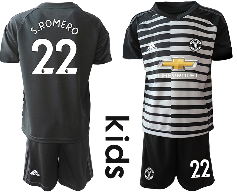 Youth 2020-2021 club Manchester United black goalkeeper #22 Soccer Jerseys1